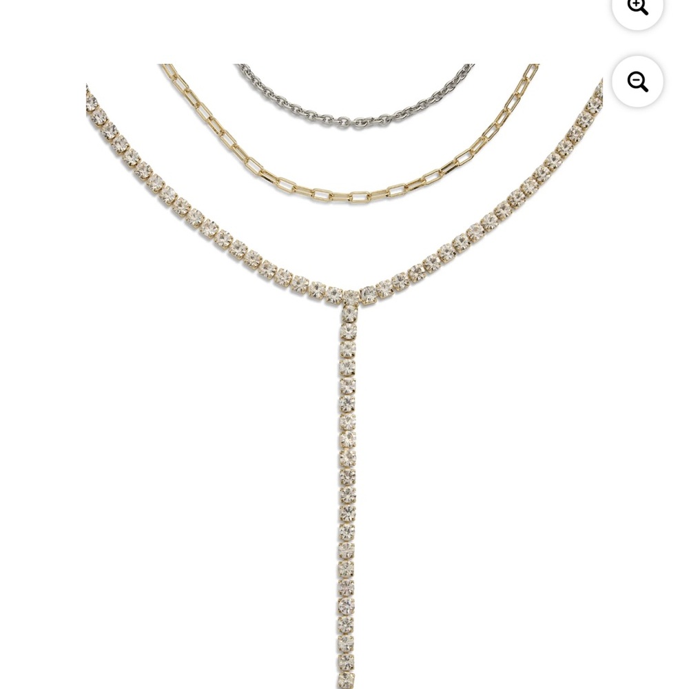 Madden NYC Rhinestone Y Necklace Gold and Silver Bling, Party Set